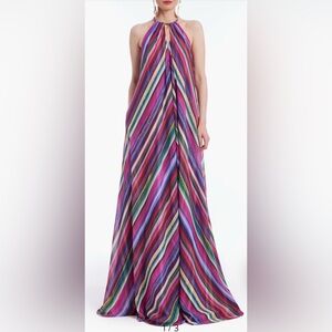 Badgley Mischka Collection Chevron Stripe Georgette Trapeze
Gown, Size 2, NWT